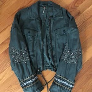 Cropped Green Bedazzled Jacket